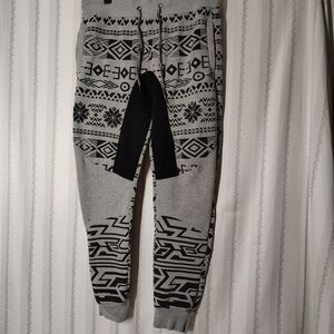 Men's - XXL - Gray And Black Geometric Patterned Sweatpant Joggers With Pockets